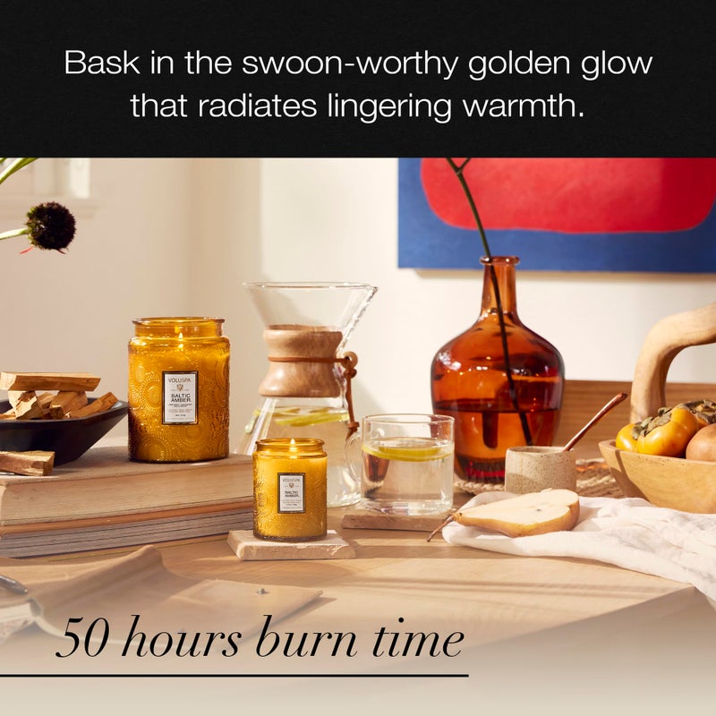 Voluspa Baltic Amber Candle | Small Glass Jar with Matching Glass Lid | 5.5 Oz | All Natural Wicks and Coconut Wax for Clean Burning | Vegan - Image 5